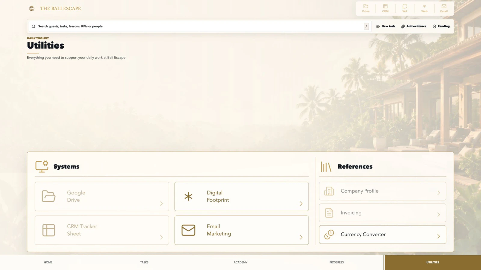 Final BOS Portal utilities workspace for Bali Escape